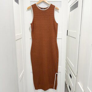 BTFBM Brown Knit Sweater Maxi Dress Streetwear Festival Boho Curvy Sleeveless